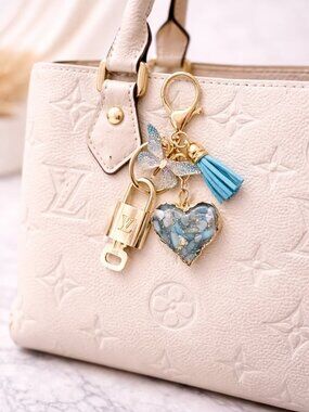 Authentic Louis Vuitton Gold Lock & Key ✨ Bag Charm Unbranded Heart Keychain